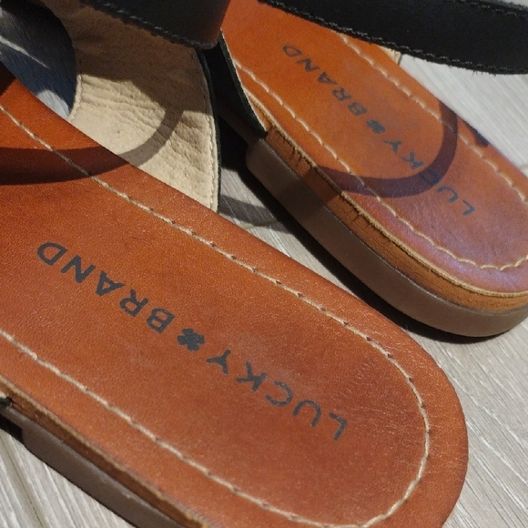 Lucky Brand Black and Tan Strappy Sandals - Picture 4 of 14